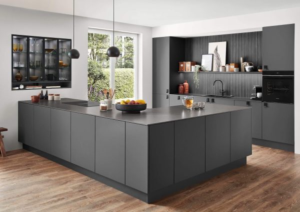 Nobilia Design Inselküche Schiefergrau matt