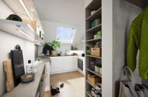 Kuechen mit Dachschraege Nolte-Lux-moderne-U-Kueche-Weiss-mit-Dachschraege