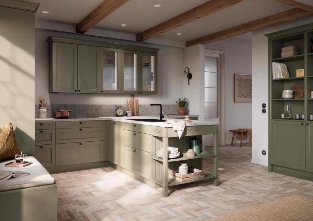 Haecker Kuechen Neuheiten 2026 Haecker-Landhauskueche-Smaragdgruen-mit-Knopfgriffen