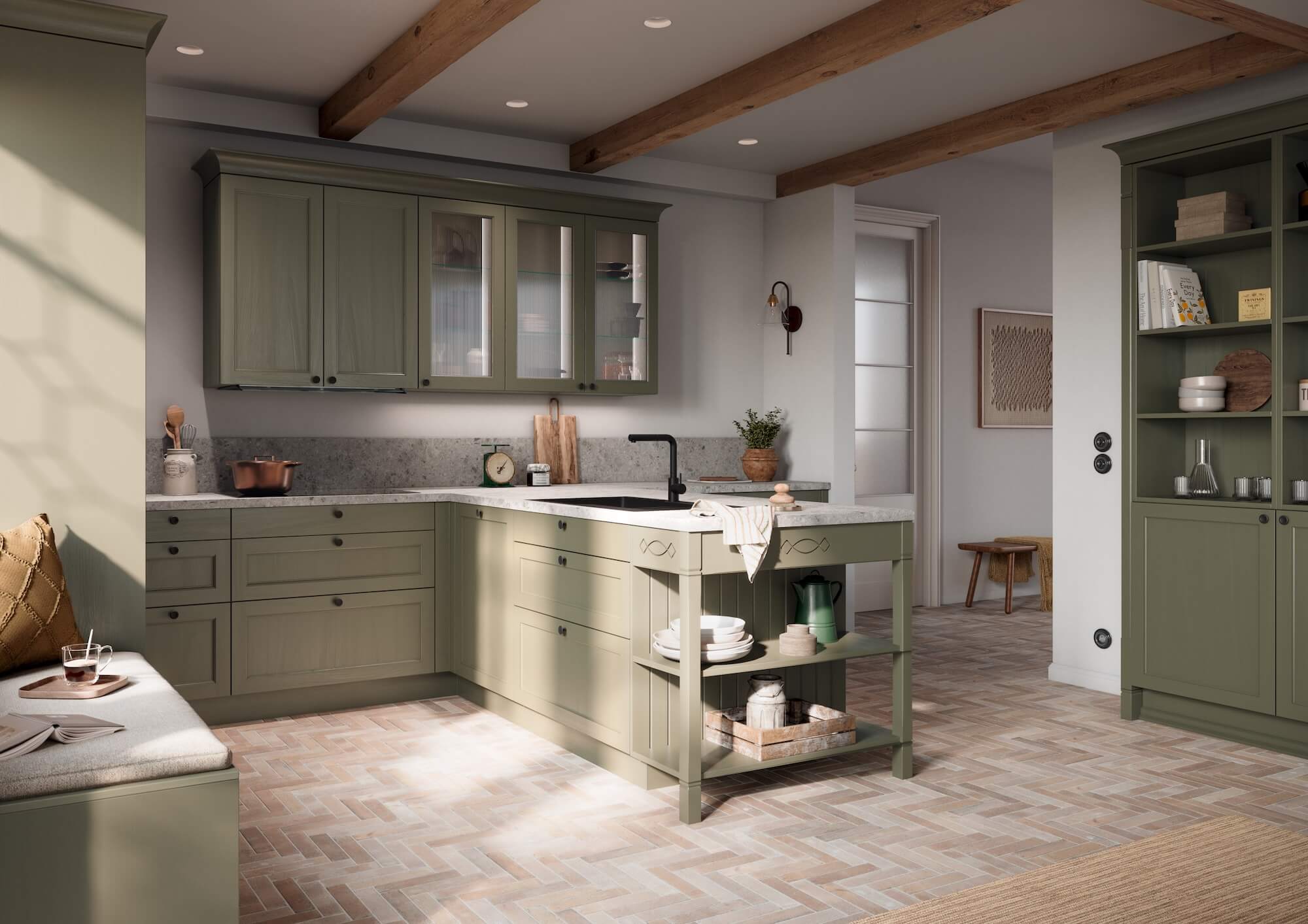 Haecker Kuechen Neuheiten 2026 Haecker-Landhauskueche-Smaragdgruen-mit-Knopfgriffen